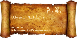 Udvari Milán névjegykártya
