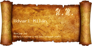 Udvari Milán névjegykártya