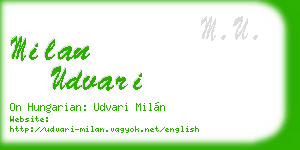 milan udvari business card